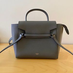 Celine Micro Belt Bag in Grey Grained Calfskin